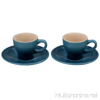 Le Creuset Stoneware Set of 2 Espresso Cups and Saucers - Marine - B01N0Z893I